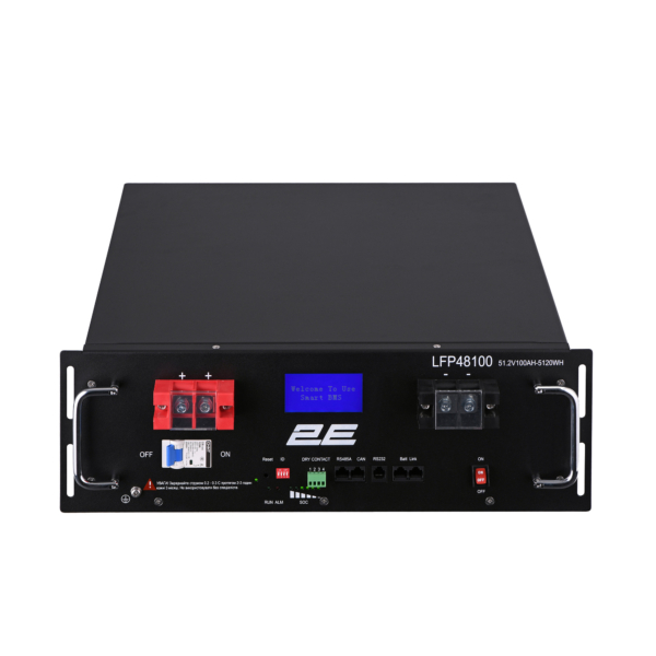 2E-LFP48100 48V/100Ah 19″ LiFePo4 Battery T-LCD
