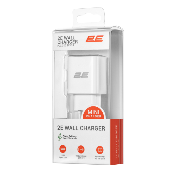 Wall Charger 2E USB-C PD3.0, MAX 25W, White