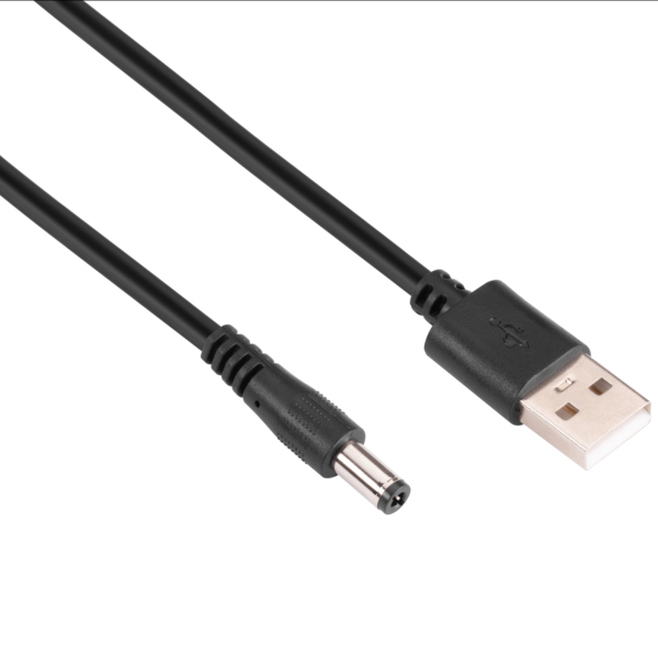 Кабель живлення USB-A – DC 5.5х2.5мм 2Е 1м, 5В, 1.5A, чорний