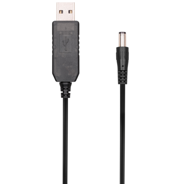 Кабель живлення USB-A – DC 5.5х2.5мм 2Е 1м, 12В, 1A, чорний