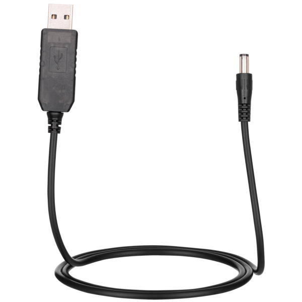Кабель питания USB-A — DC 5.5х2.5мм 2Е 1м, 12В, 1A, черный