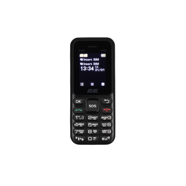 Mobile Phone 2E S180 2024 1.77″ 2SIM, 600mAh, Black