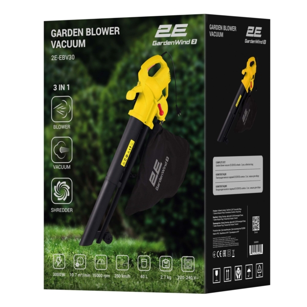 2E Garden Blower-Vacuum Cleaner network GardenWind 3000W 3in1 250km/h bag 40l 2.7kg