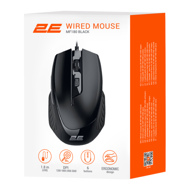 2E Mouse MF180, USB-A, Black