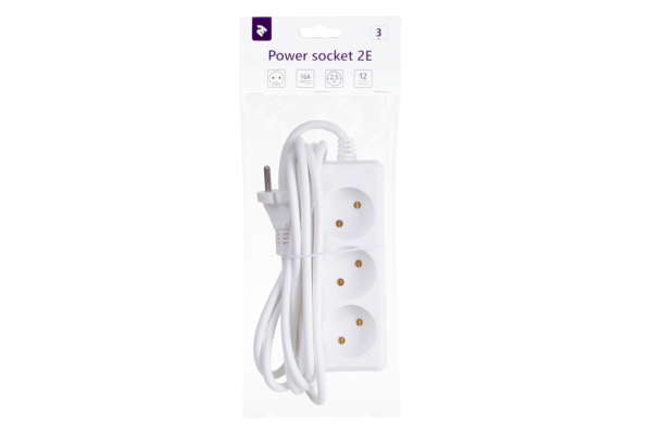 2E Network extension cord 3XCEE 7/17, 2G*1.0mm, 3m, white