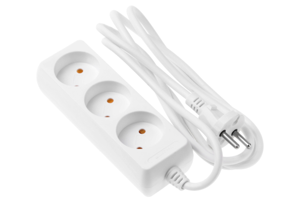 2E Network extension cord 3XCEE7/17, 2G*1.0mm, 1.8m, white