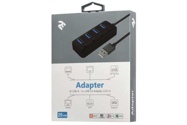 2E USB-A to 4*USB3.0, Hub with switch, 0.25 м