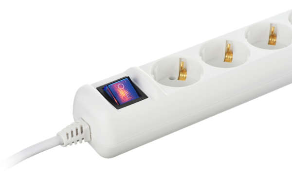 2E Power strip 5XSchuko switch, 3G*1.0мм, 3м, white