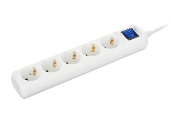 2E Power strip 5XSchuko switch, 3G*1.0мм, 3м, white