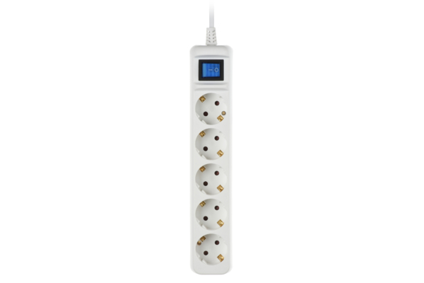 2E Power strip 5XSchuko switch, 3G*1.0мм, 3м, white