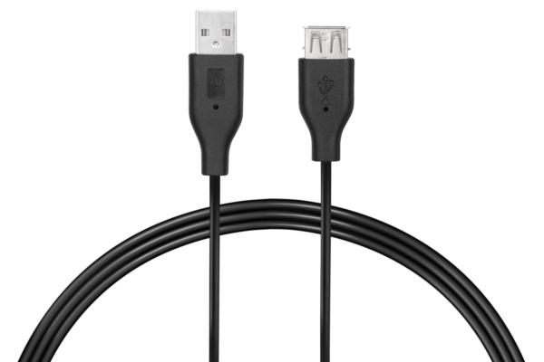 Кабель 2E USB 2.0 (AM/AF) 1.8м, Black