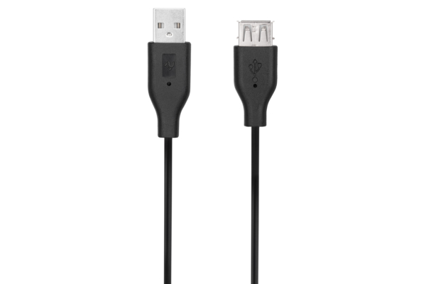 Кабель 2E USB 2.0 (AM/AF) 1.8м, Black