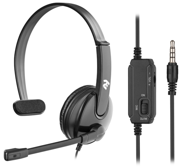 2E PC headset mono On-ear CH12 mini-jack, omni-mic, 1.2m, black