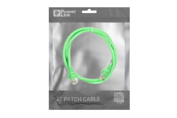 2E Cat 6,UTP,RJ45, 26AWG ,7/0.16 Cu, 1.00 m,PVC, Green