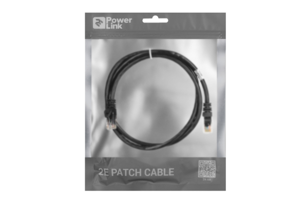 2E Cat 6,UTP,RJ45, 26AWG ,7/0.16 Cu, 1.00 m,PVC, Black