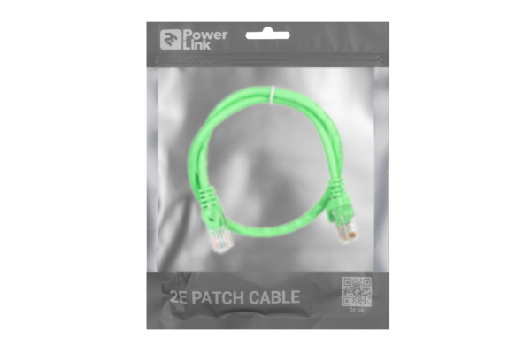 2E Cat 6,UTP,RJ45, 26AWG ,7/0.16 Cu, 0.50 m,PVC, Green