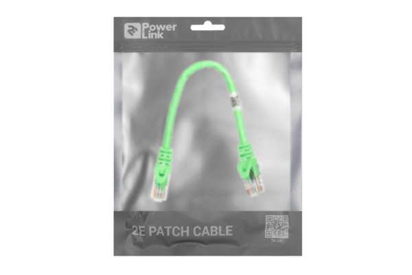 2E Cat 6, UTP, RJ45, 26AWG, 7/0.16 Cu, 0.20 m, PVC, Green