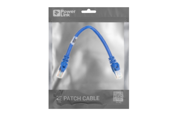 2E Cat 6, UTP, RJ45, 26AWG, 7/0.16 Cu, 0.20 m, PVC, Blue