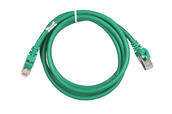 2E Cat 6, Shielding S-FTP, metal foil pairs, braided cable, RJ45, 4X2 27AWG, 7/0.14 Cu, 1.50 m, PVC, Green