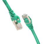 2E Cat 6, Shielding S-FTP, metal foil pairs, braided cable, RJ45, 4X2 27AWG, 7/0.14 Cu, 1.50 m, PVC, Green