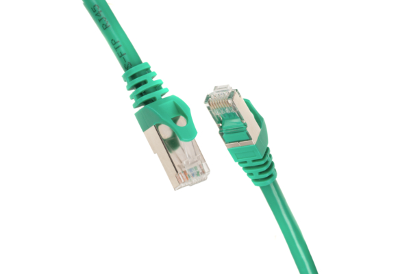 2E Cat 6, Shielding S-FTP, metal foil pairs, braided cable, RJ45, 4X2 27AWG, 7/0.14 Cu, 1.50 m, PVC, Green