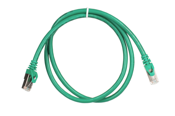 2E Cat 6, Shielding S-FTP, metal foil pairs, braided cable, RJ45, 4X2 27AWG, 7/0.14 Cu, 1.00 m, PVC, Green