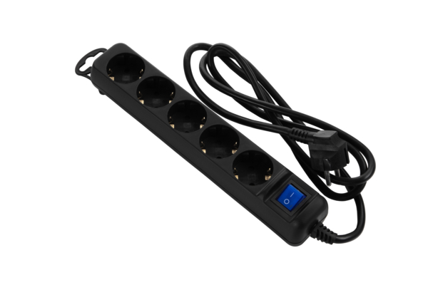 2E Power strip 5XSchuko with switch, 3G*1.5мм, 1.5m, black