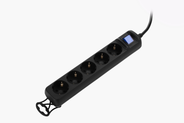 2E Power strip 5XSchuko with switch, 3G*1.5мм, 1.5m, black