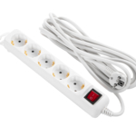 2E Power strip 5XSchuko with switch, 3G*1.5мм, 5m, white