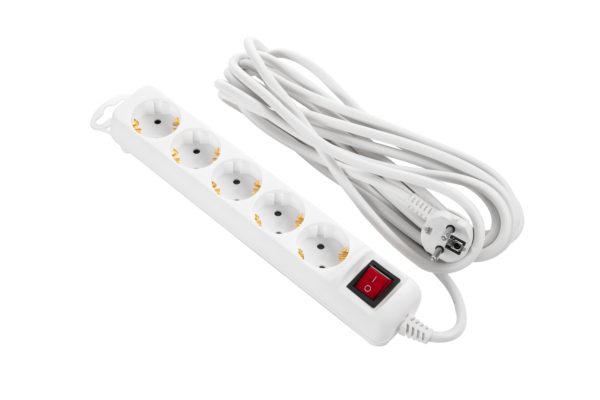 2E Power strip 5XSchuko with switch, 3G*1.5мм, 5m, white