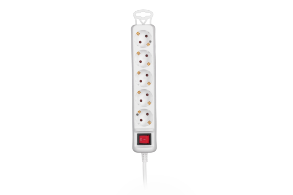 2E Power strip 5XSchuko with switch, 3G*1.5мм, 5m, white