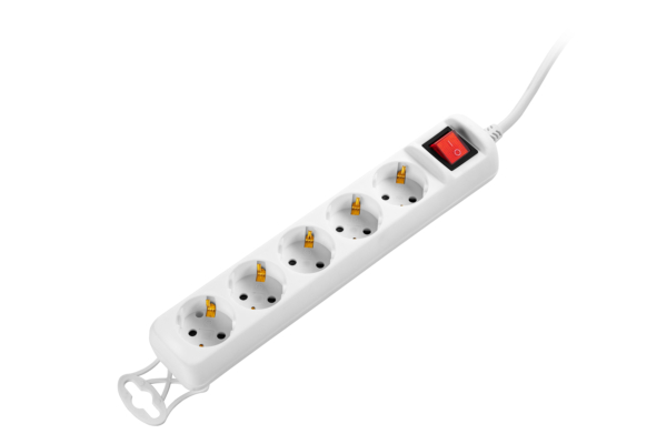 2E Power strip 5XSchuko with switch, 3G*1.5мм, 5m, white