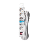 2E Power strip 5XSchuko with switch, 3G*1.5мм, 5m, white