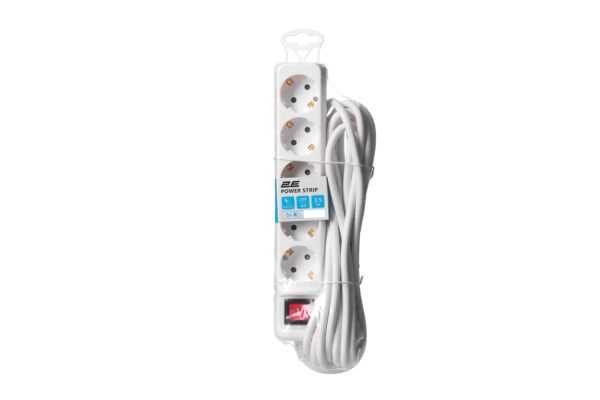 2E Power strip 5XSchuko with switch, 3G*1.5мм, 5m, white