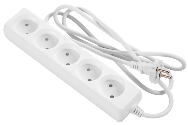 2E Power strip, 5XCEE7/17, 2G*1.0мм, 1.5m, white