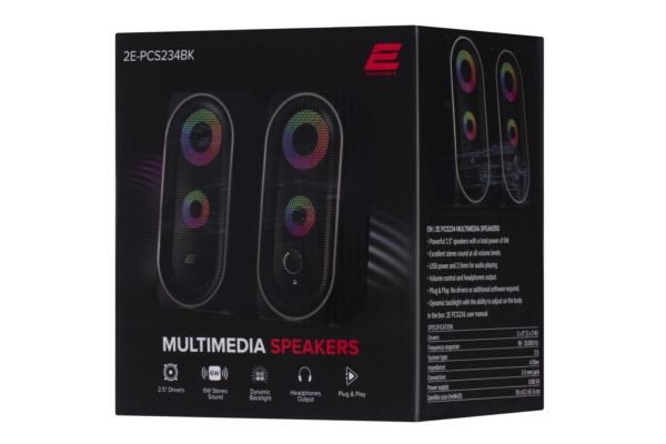 2E Multimedia speaker PCS234 RGB, 2.0, USB, Black