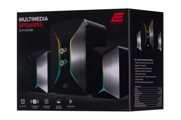 2E Multimedia speaker PCS301 RGB, 2.1, USB, Black