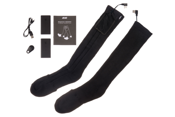 2E Tactical Heated Socks Race Black with Remote Control, Size XL