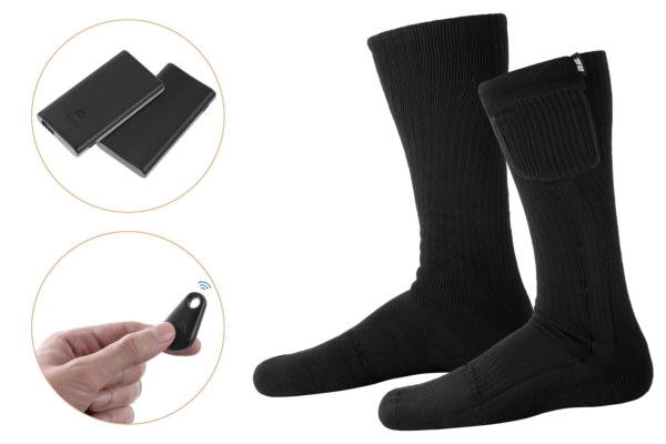 2E Tactical Heated Socks Race Black with Remote Control, Size XL