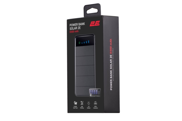 2E Power Bank Solar 8000mAh, black