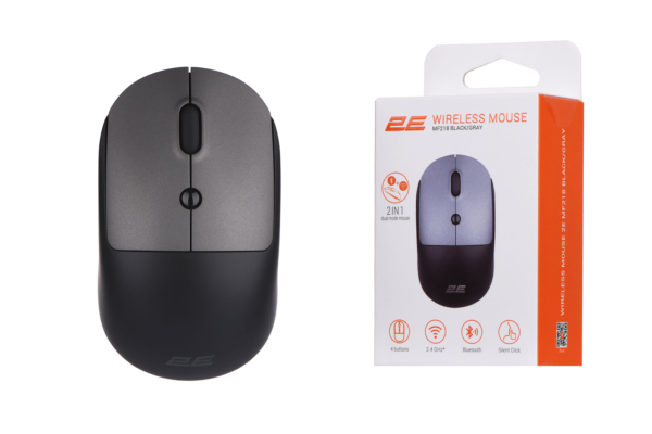 2E Mouse MF218 Silent WL BT Black/Gray