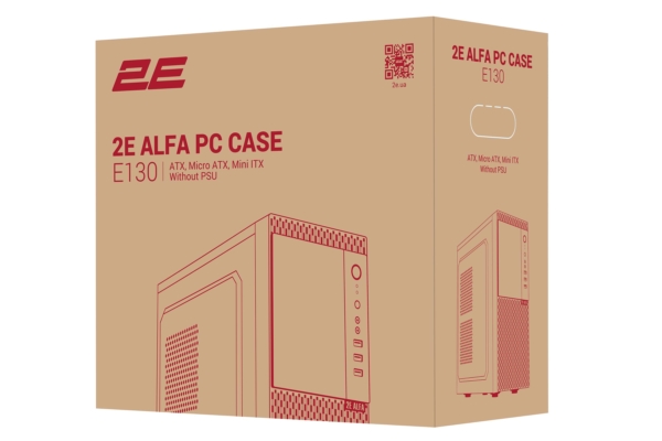 2E Корпус Alfa E130 без БП 2xUSB3.0, 1xUSB2.0 1×80мм VGA 320мм ATX чёрный