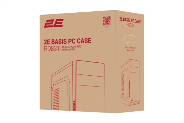 2E PC case Basis RD831 without PSU, 2xUSB2.0, VGA 320mm, mATX, black