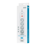 2E Surge protector with switch, G*1.5мм, 3*USB-A, 2m, white