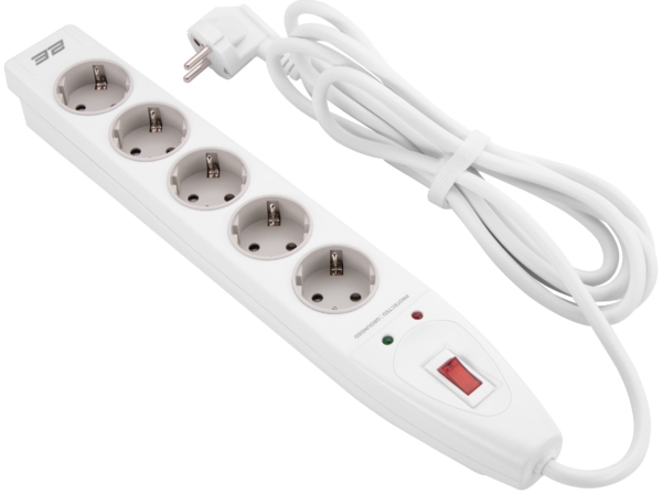 2E Surge protector with switch, G*1.5мм, 3m, white