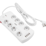 2E Surge protector with switch, G*1.5мм, 4*USB-A, 3m, white