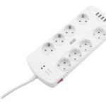 2E Surge protector with switch, G*1.5мм, 4*USB-A, 3m, white