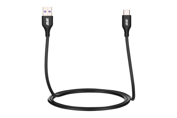 2E Кабель USB-A > USB-C зарядки/синхронизации, 1м, Type-C, Glow, черный