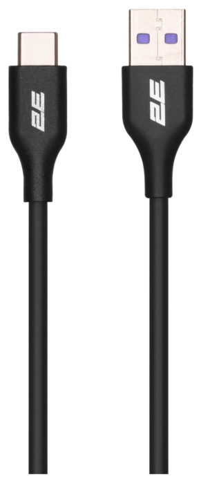 2E Кабель USB-A > USB-C зарядки/синхронизации, 1м, Type-C, Glow, черный