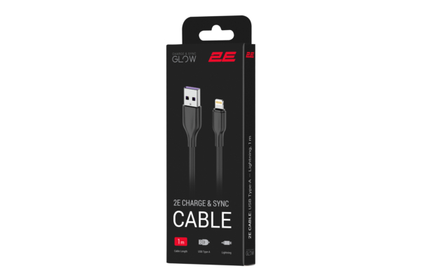 2E Кабель USB-A – Lightning Glow 1m black